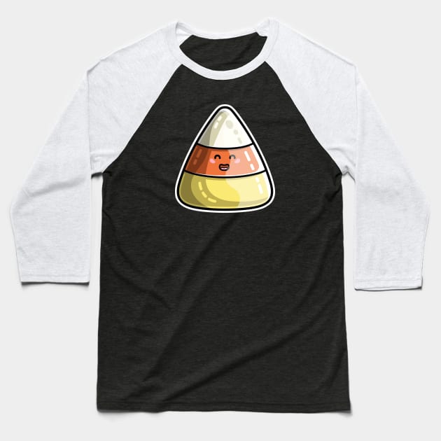 Kawaii Cute Candy Corn Baseball T-Shirt by freeves